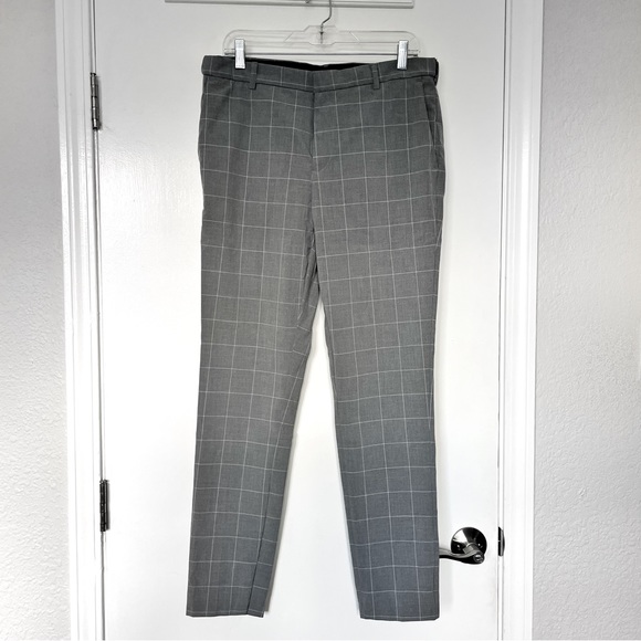 H&M dress pants trousers grey checkered - Picture 1 of 5